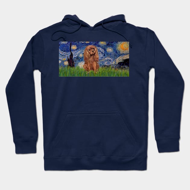 Ruby Cavalier King Charles Spaneil in Starry Night (elongated) Hoodie by Dogs Galore and More